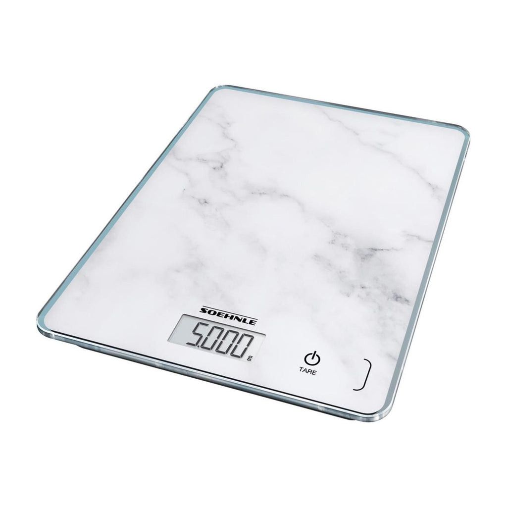 Soehnle keukenweegschaal compact 300 - digitaal - 1 gram nauwkeurig - tot 5 kg - marmerlook - wit