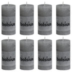 Bolsius Bolsius Rustiekkaarsen 8 st 100x50 mm lichtgrijs