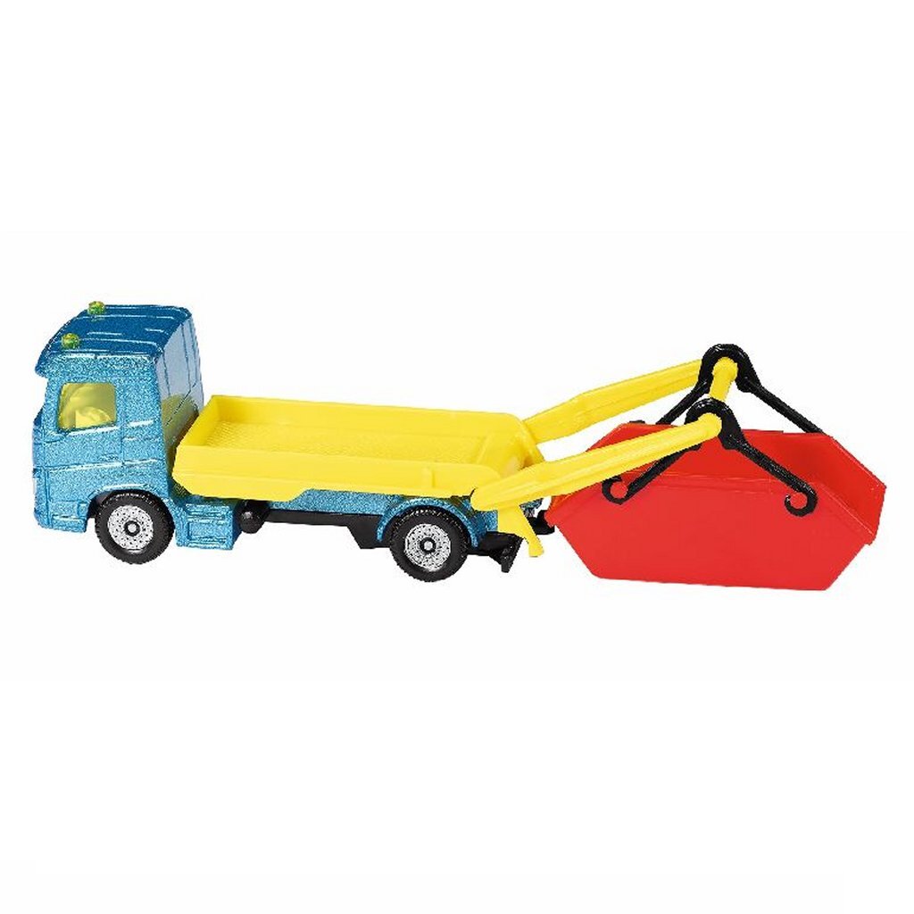SIKU - SIKU 1695 vrachtwagen + puincontainer en aanhanger