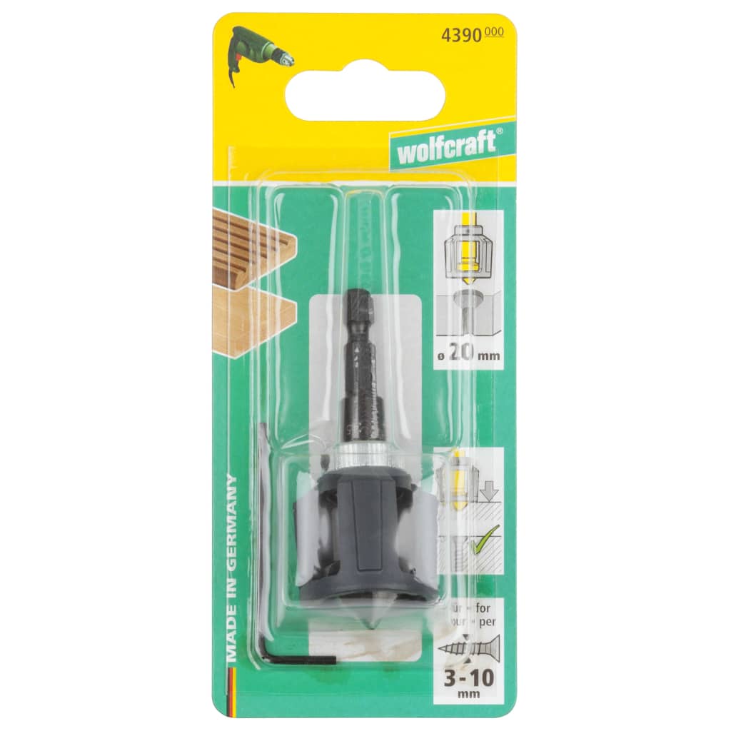 Wolfcraft conische verzinkboor | met dieptestop | ø20mm | zeskantschacht | 1 stuk - 4390000
