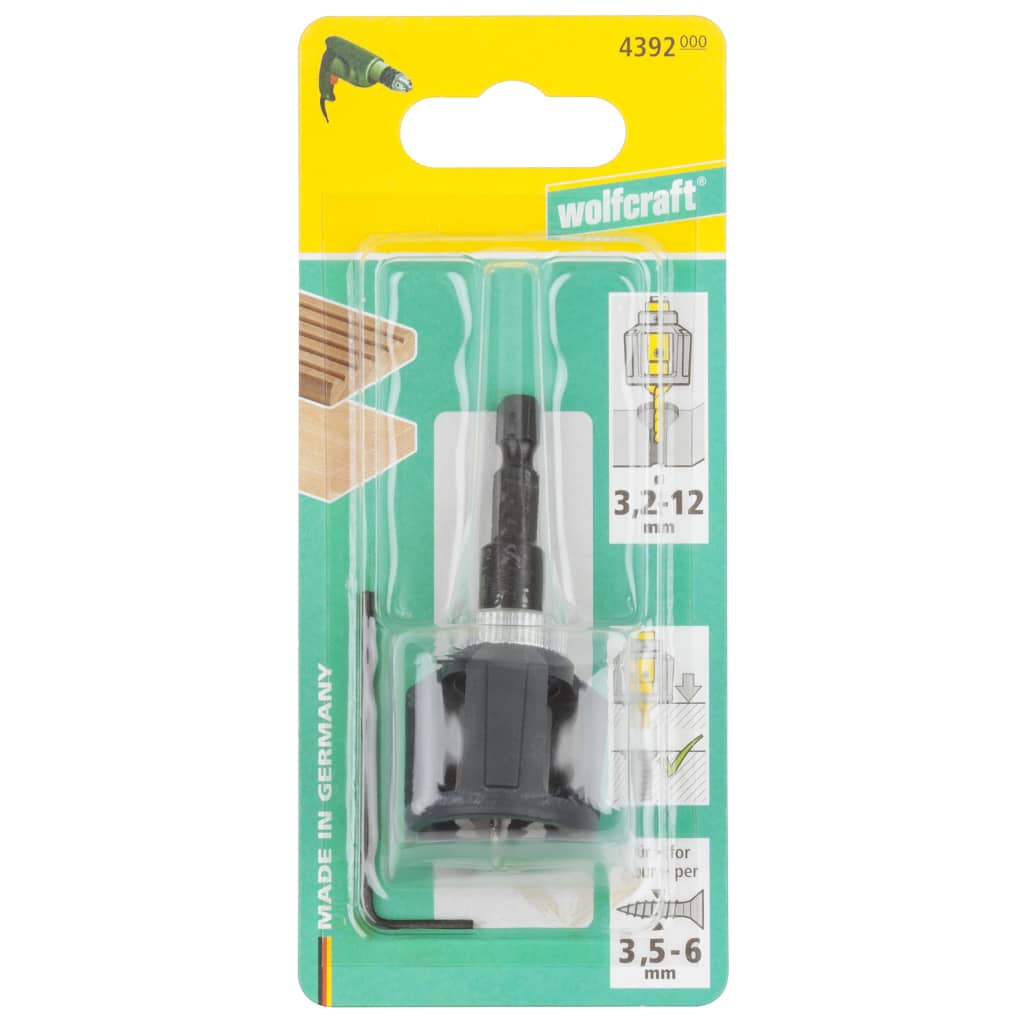 Wolfcraft voorboor | met verzinkboor en dieptestop | 1 stuk - 4392000