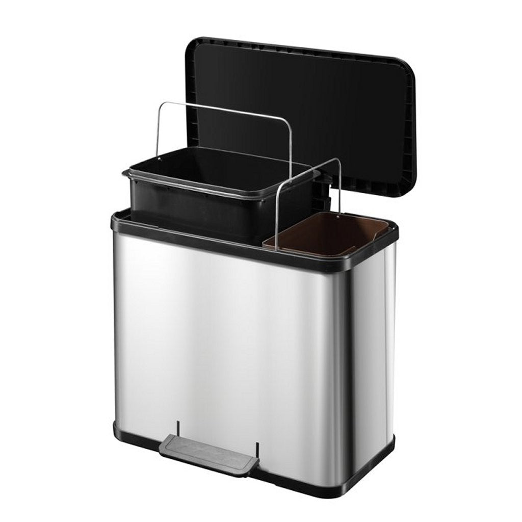 Hailo - Hailo Prullenbak 17 + 9 l zilver zwart