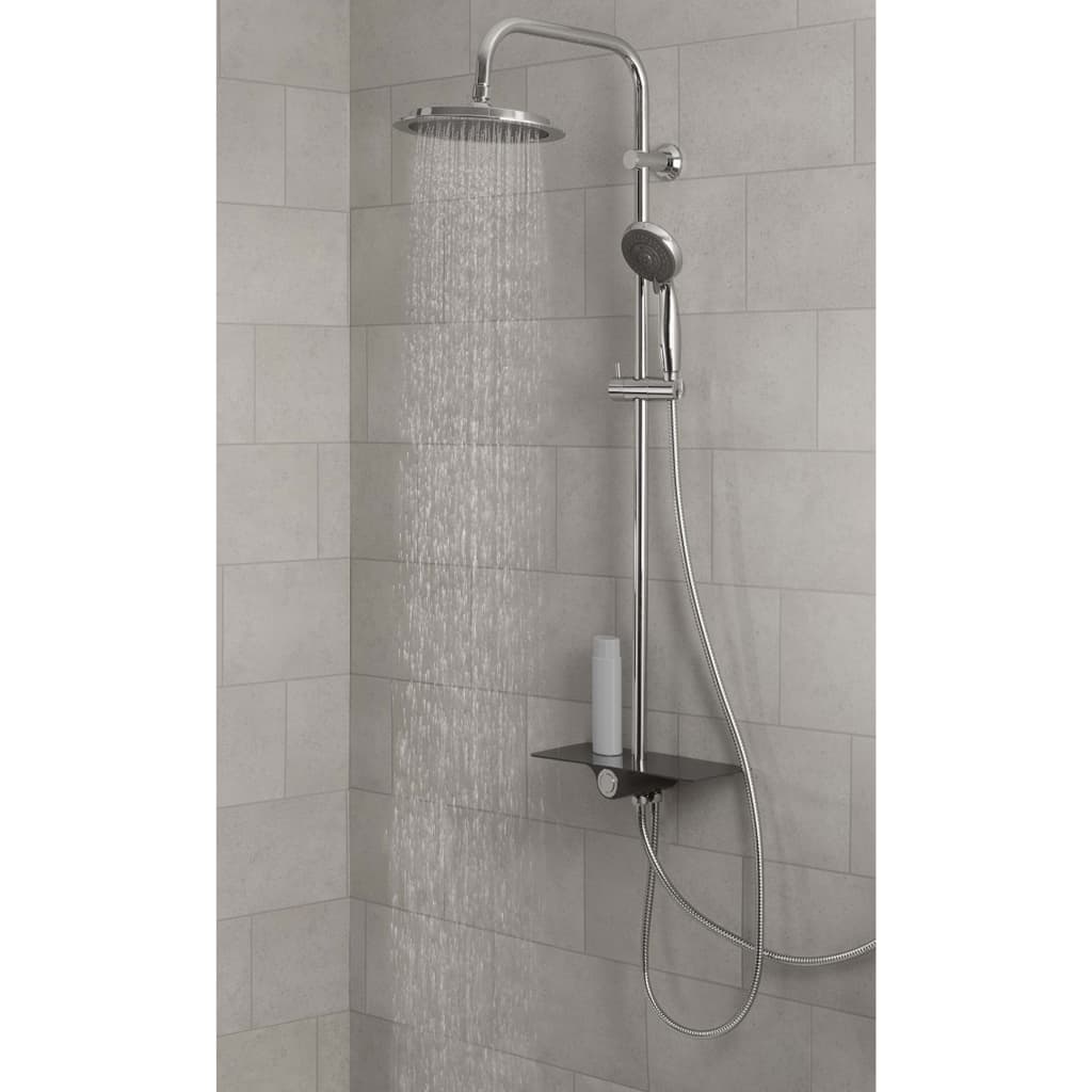 Schutte aquastar hoofddouche set met planchet | chroom-antraciet 60501