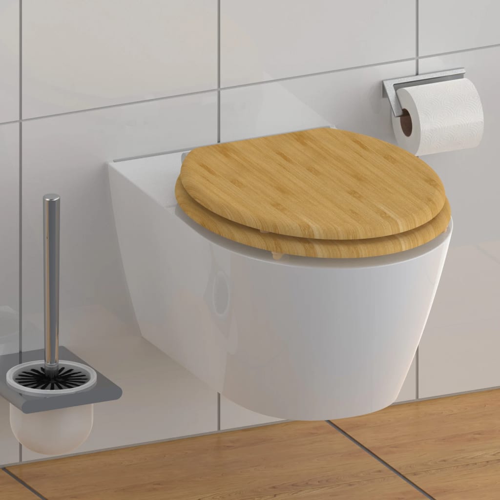 Schutte natural bamboo wc-bril van massief bamboe met soft-close 81101
