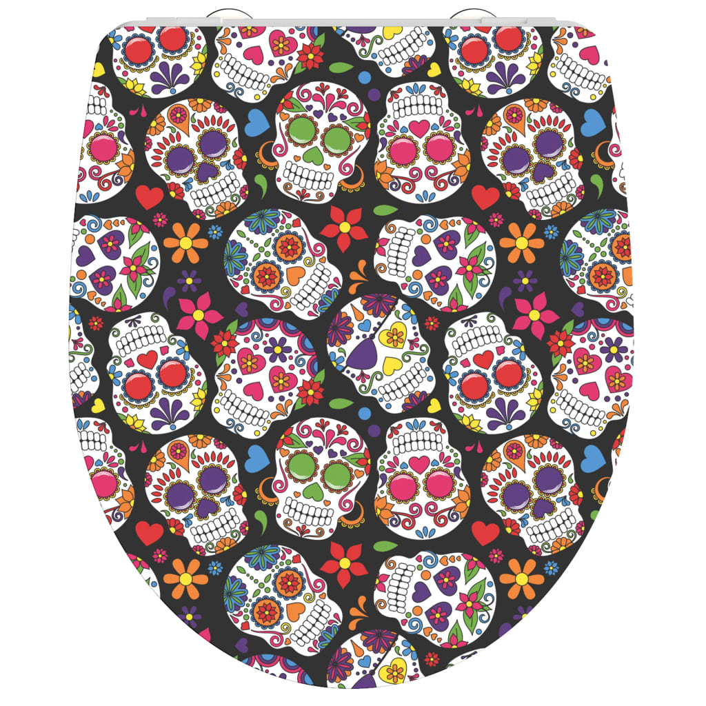 Schutte duroplast high gloss wc-bril crazy skull met soft-close en quick-release 82586