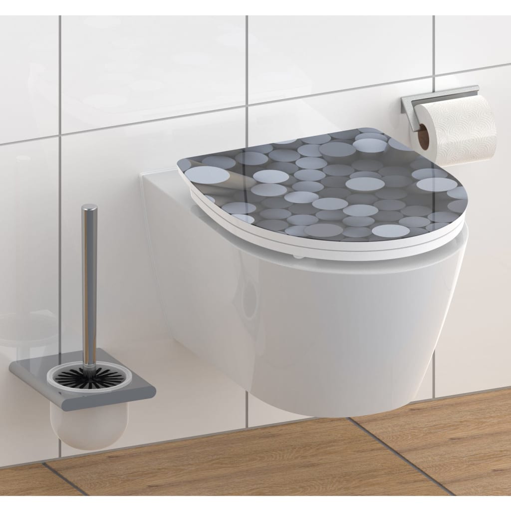 Schutte duroplast high gloss wc-bril round dips met soft-close en quick-release 82593