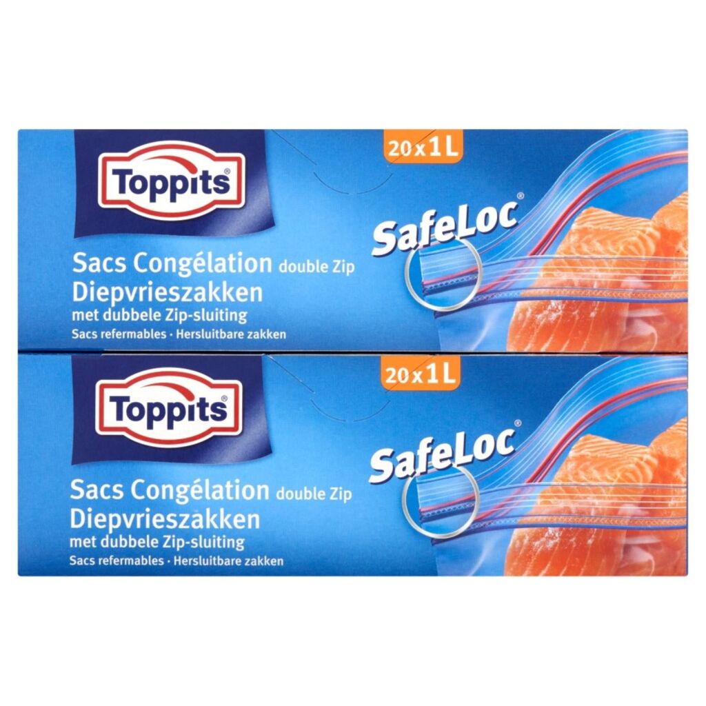 Toppits - Toppits safeloc zip-diepvrieszakken 1l 20 stuks