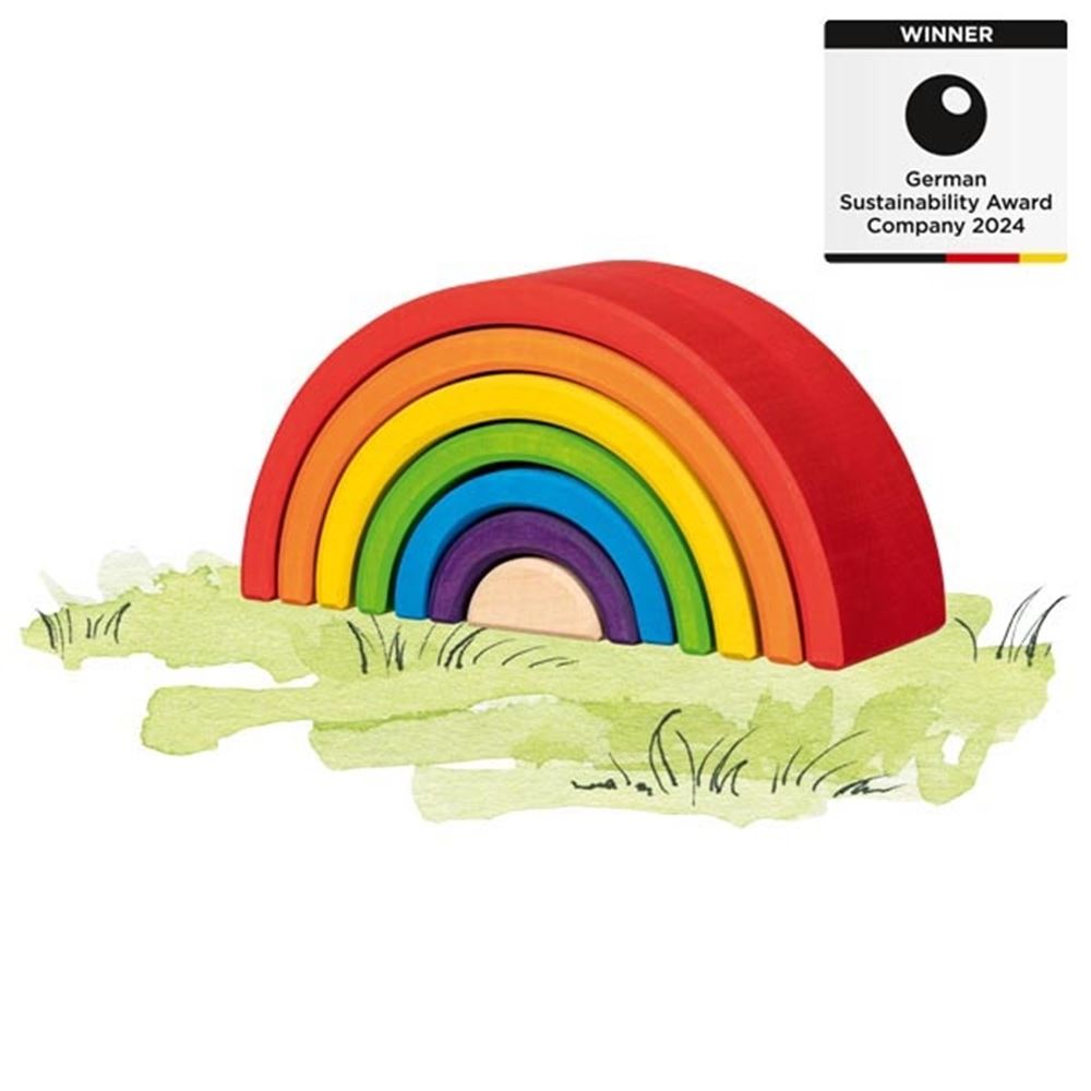 Goki - houten bouwblokken regenboog 5dlg.