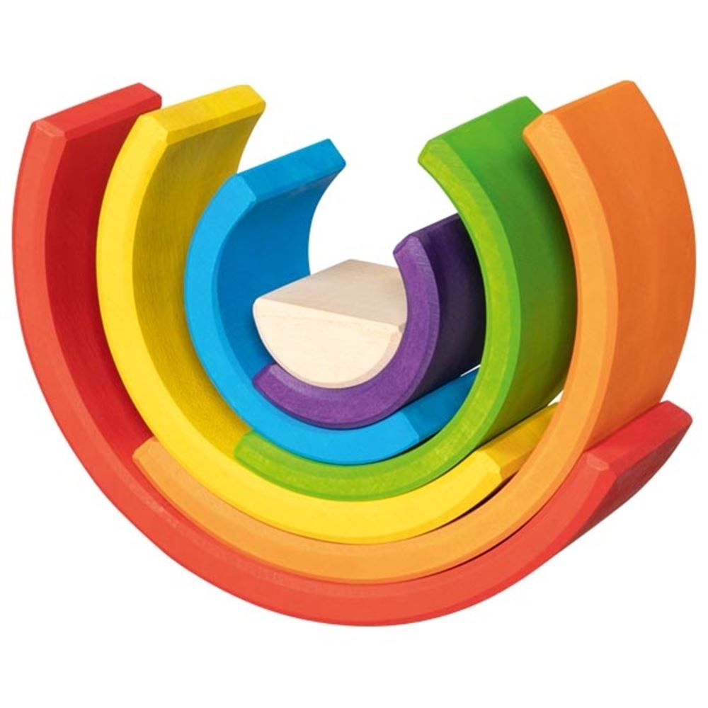 Goki - houten bouwblokken regenboog 5dlg.