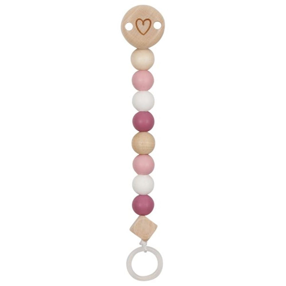 Goki - houten fopspeenketting hart roze