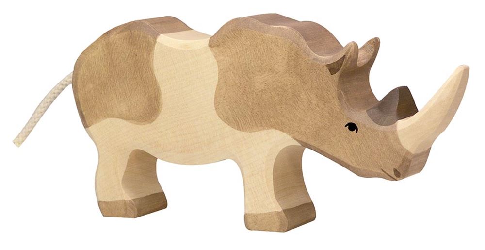 Holztiger - Holztiger neushoorn. 20 cm.