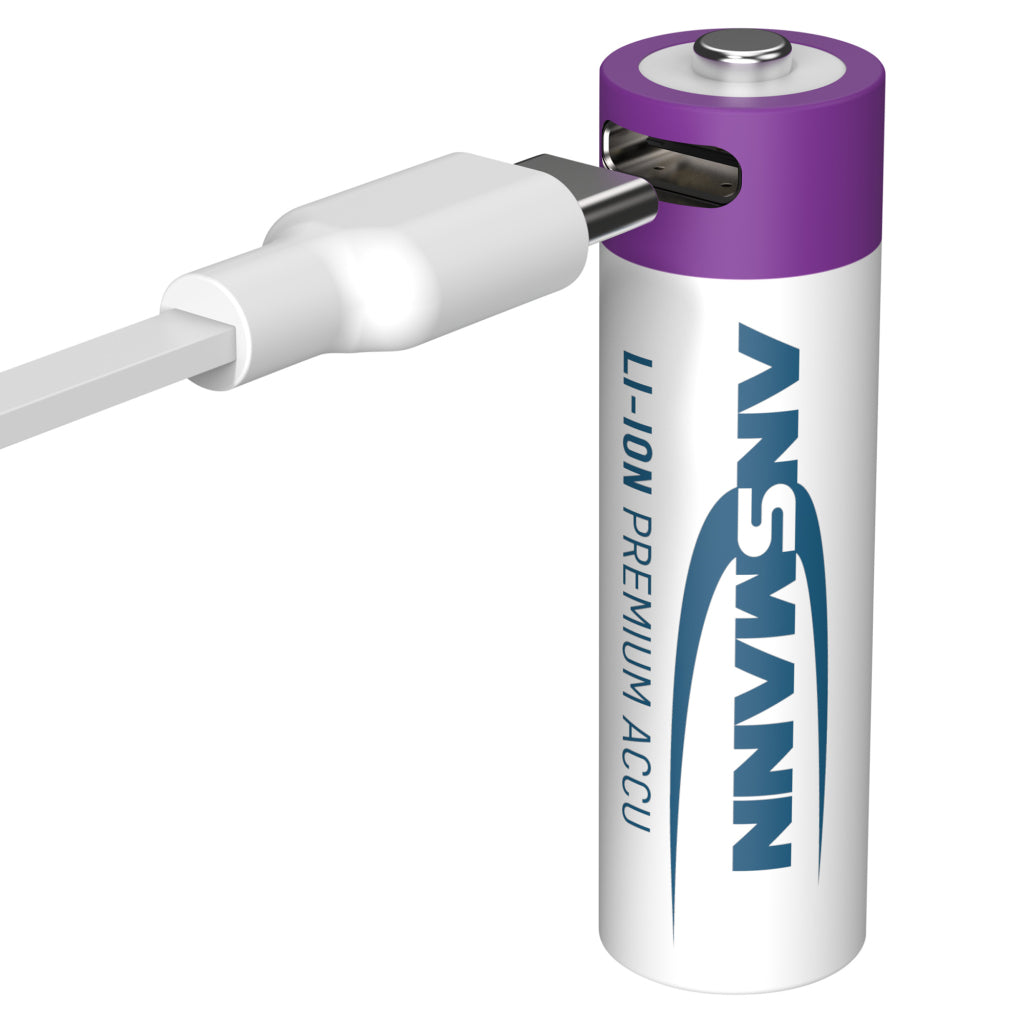 Ansmann oplaadbare aa batterijen - li-ion - incl. usb-c oplaadkabel - 4 stuks