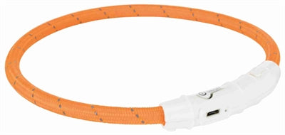 Trixie - lichtgevende halsband hond flash usb tpu / nylon oranje