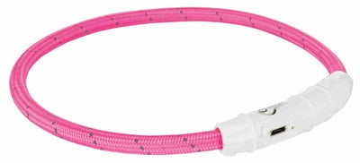 Trixie - lichtgevende halsband hond flash usb tpu / nylon roze