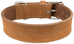 Trixie - halsband hond rustic vetleer heartbeat bruin