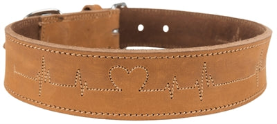 Trixie - halsband hond rustic vetleer heartbeat bruin