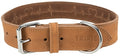Trixie - halsband hond rustic vetleer heartbeat bruin