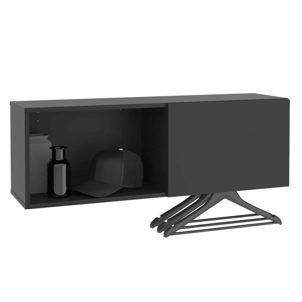 Fmd wandkapstok met vak 99,1x27,2x33cm zwart