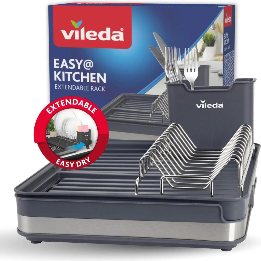 Vileda - Vileda afdruiprek uittrekbaar 36.5-51.5x30x13.1 cm antraciet/zilver