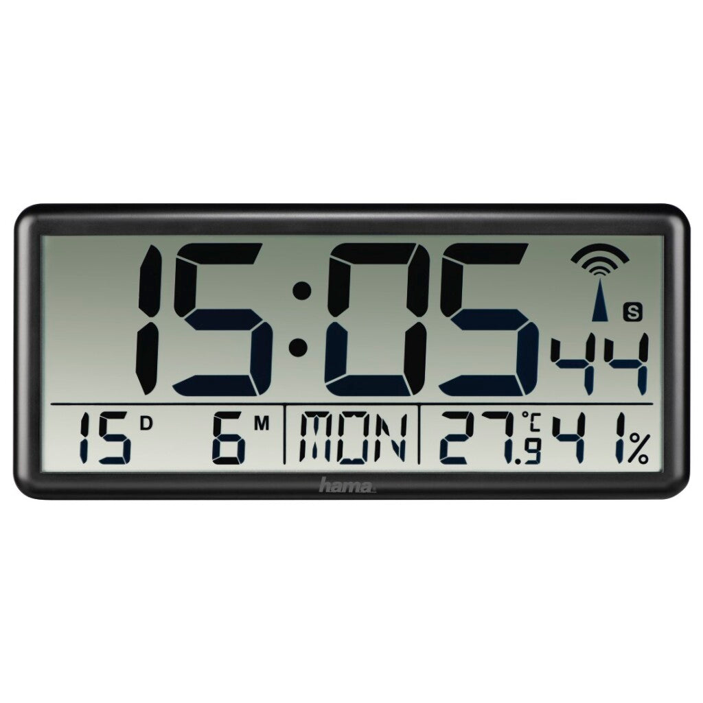 Hama wandklok- jumbo- radiogestuurd- zwart