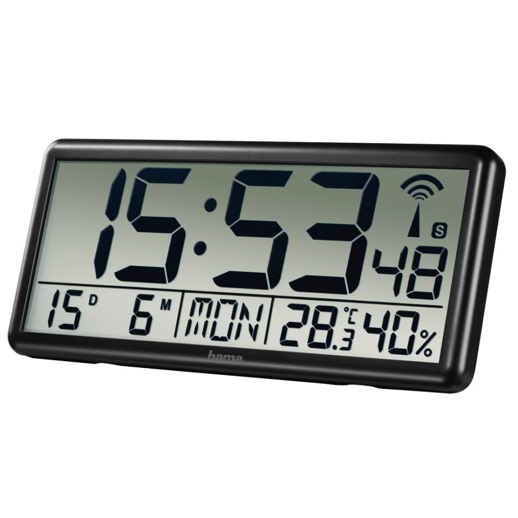Hama wandklok- jumbo- radiogestuurd- zwart