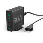 Hama snellader 4 poorten 2x usb-c pd qc 2x usb-a 60 w zwart