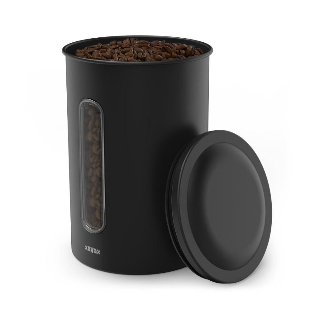 Xavax koffieblik voor 1,3 kg bonen of 1,5 kg poeder luchtdicht aromadicht zw
