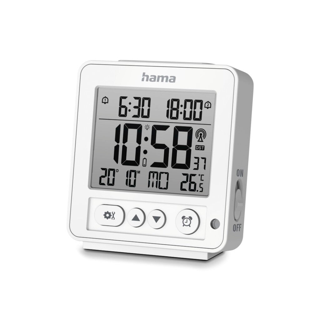 Hama - Hama digitale radiogestuurde lcd wekker rhodos wit