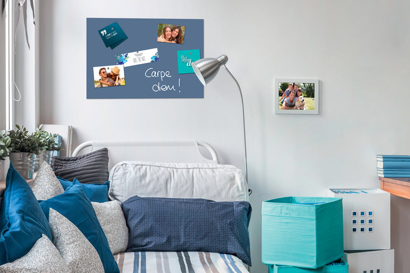 Sigel si-b1207 glasmagneetbord be!board gepoederd blauw 600x400x9mm incl. 2 magneten