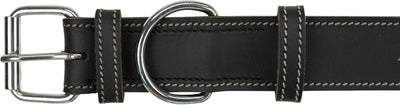 Trixie - halsband hond rustic vetleer heartbeat zwart