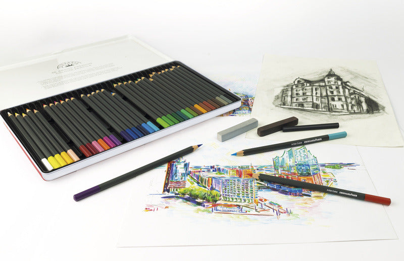 Eberhard faber ef-516012 aquarelpotlood kartonetui à 12 stuks met penseel