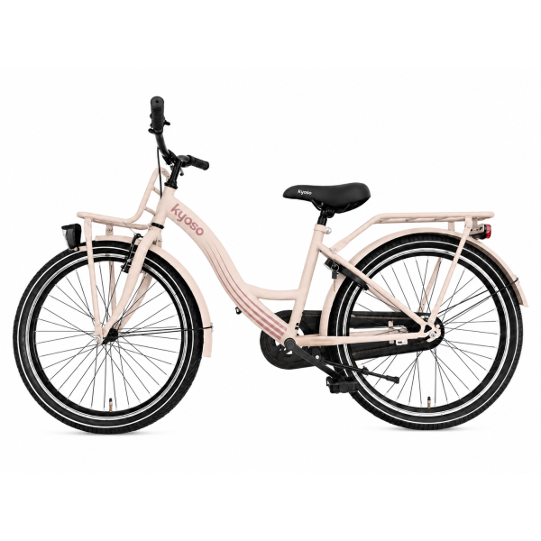 Kyoso - Kyoso Kinderfiets blossom mocha 24 inch met remnaaf - mat taupe/roze