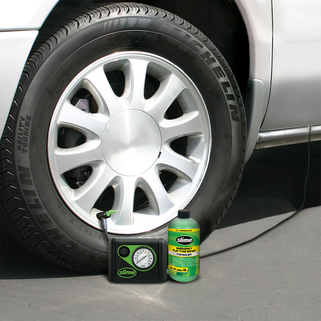 Slime bandenreparatieset 12v – 473ml – snel gerepareerd – complete set – voor auto's