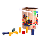 Marionette - Marionette wooden toys houten speelgoed-blokken - vanaf 2 jaar - 100 stuks - in opbergton - rood-geel-groen-blauw