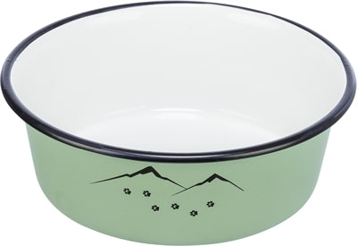Trixie - voerbak drinkbak emaille / rvs groen