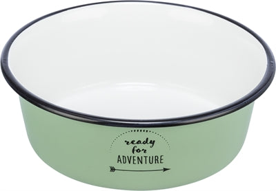 Trixie - voerbak drinkbak emaille / rvs groen