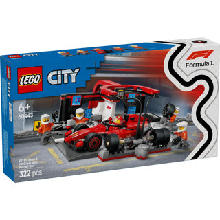 LEGO - city f1 pitstop en pitcrew met ferrari auto - 60443