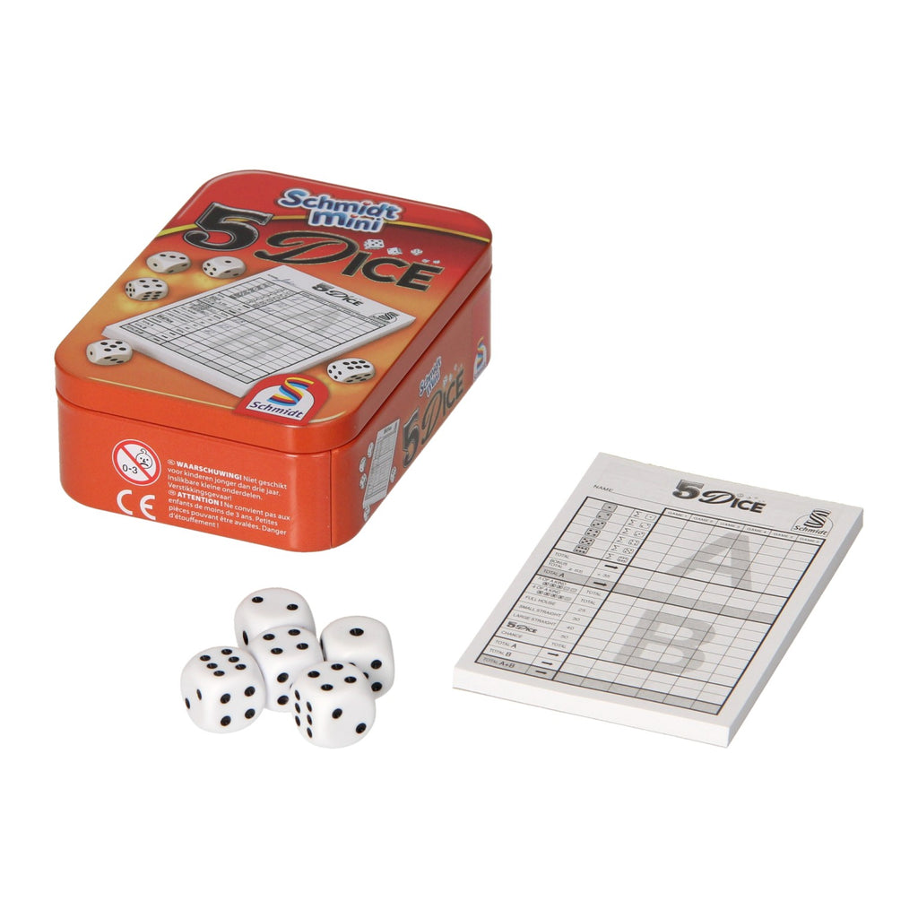 999games schmidt 5 dice dobbelspel in blik