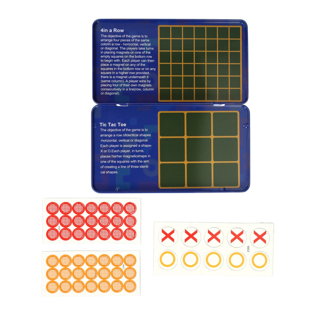 Intro magnetische reisspel in blik tic, tac, toe 4 op een rij
