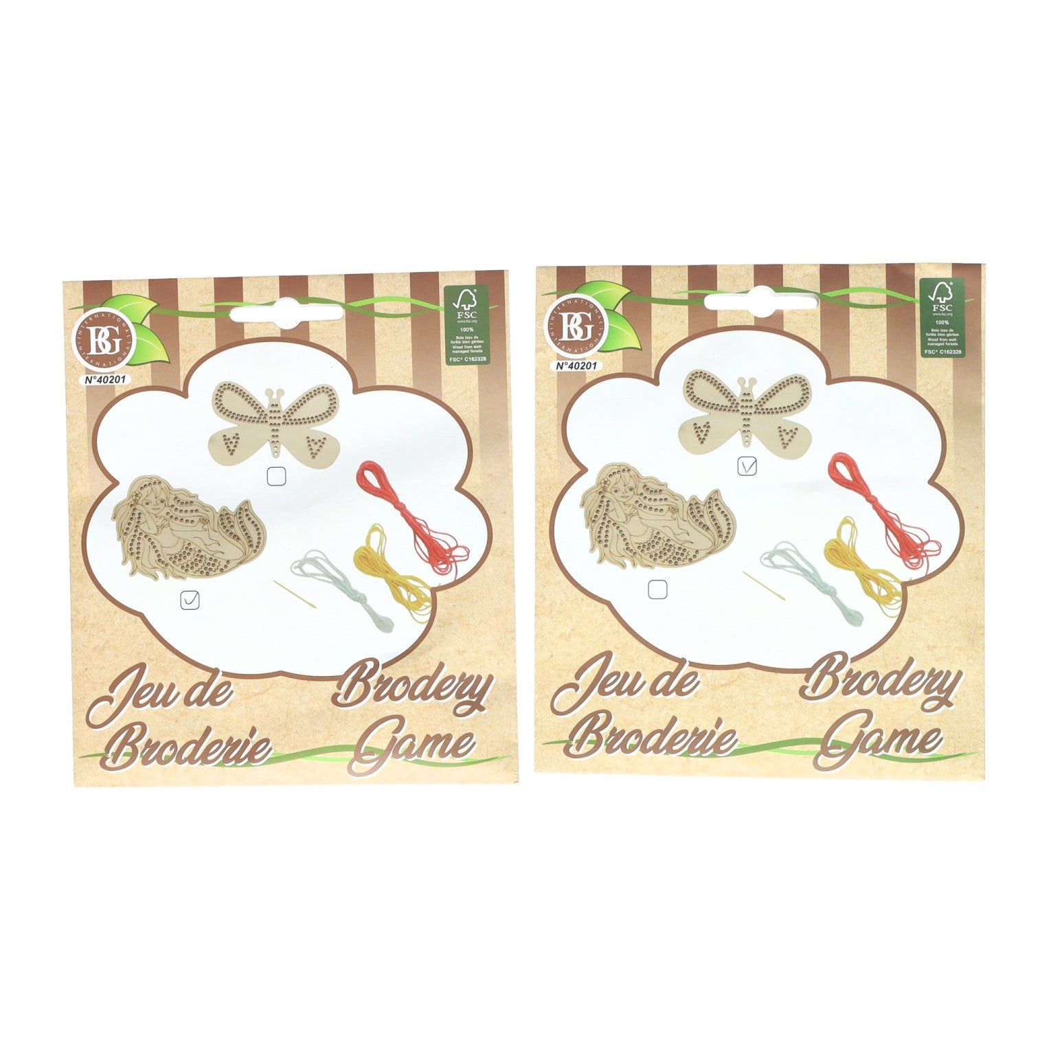 Borduursetje hout - incl. 3 kleuren garen en naald