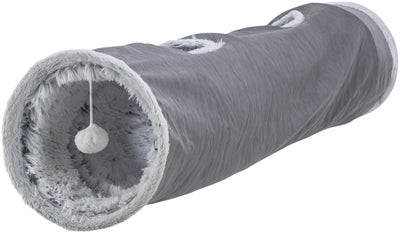 Trixie katten speeltunnel harvey velours pluche grijs