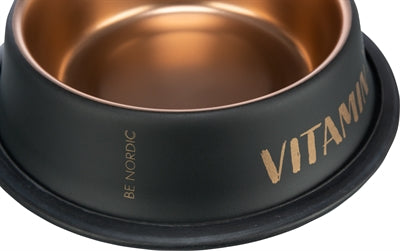 Trixie - be nordic voer / waterbak rvs / rubber zwart / brons