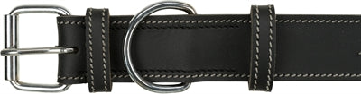 Trixie - rustic vetleer halsband hond heartbeat zwart