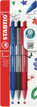 Stabilo pointball - balpen - colorful - navulbaar - etui met 3 kleuren