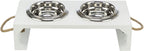 Trixie - be nordic set voerbak / waterbak hout / rvs wit