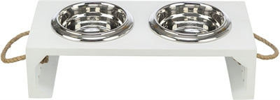 Trixie - be nordic set voerbak / waterbak hout / rvs wit