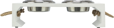 Trixie - be nordic set voerbak / waterbak hout / rvs wit