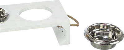 Trixie - be nordic set voerbak / waterbak hout / rvs wit