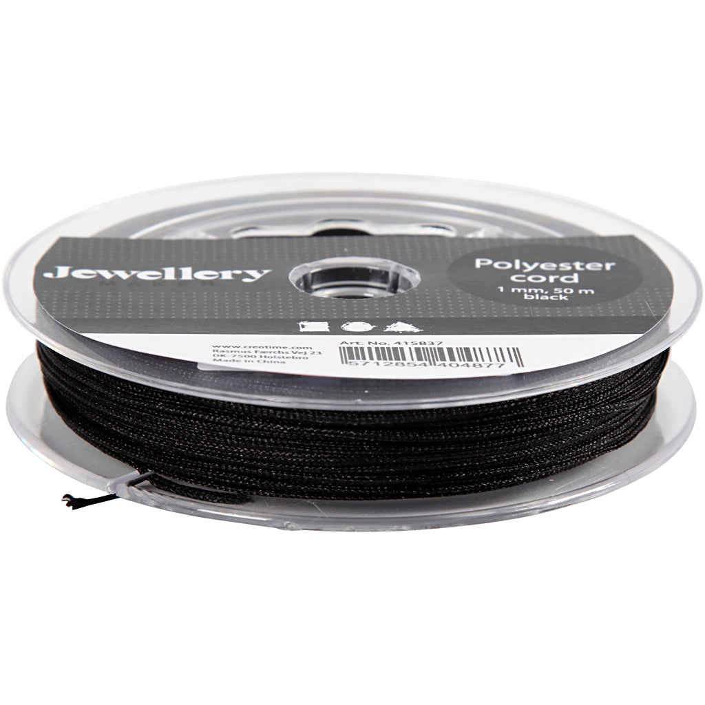 Creativ Company - Creativ Company Https://www.cchobby.nl/polyester-koord-dikte-1-mm-zwart-50-m-1-rol