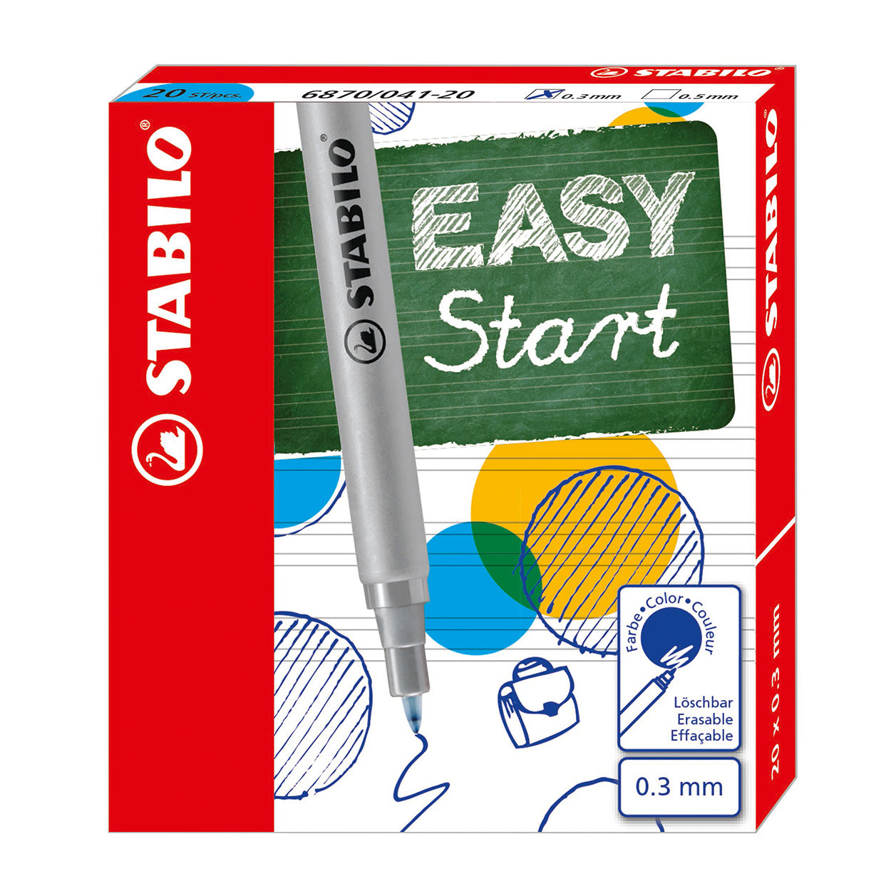 Stabilo easyoriginal - navulling fine - 20 stuks - blauw